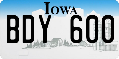 IA license plate BDY600