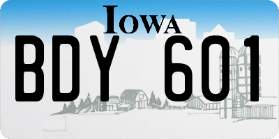 IA license plate BDY601