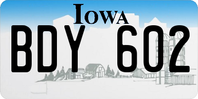 IA license plate BDY602