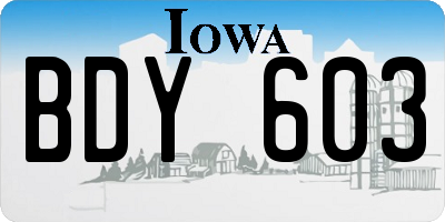 IA license plate BDY603