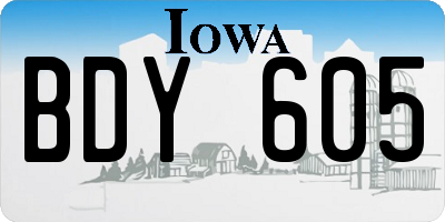 IA license plate BDY605