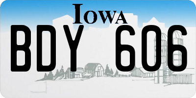 IA license plate BDY606
