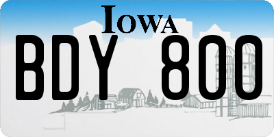IA license plate BDY800