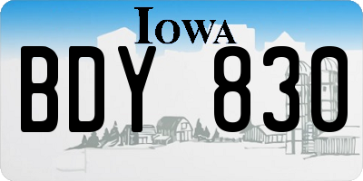 IA license plate BDY830