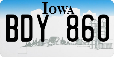 IA license plate BDY860