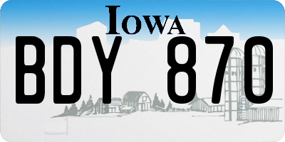 IA license plate BDY870