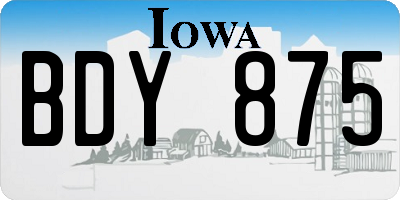IA license plate BDY875