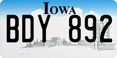 IA license plate BDY892