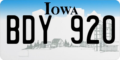 IA license plate BDY920