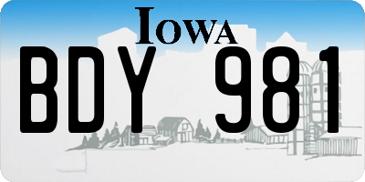 IA license plate BDY981
