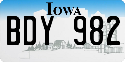 IA license plate BDY982
