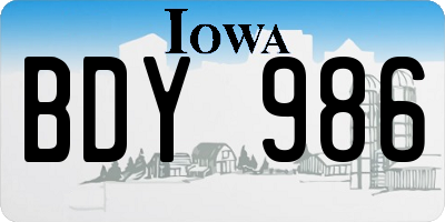 IA license plate BDY986