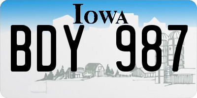 IA license plate BDY987