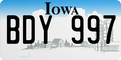 IA license plate BDY997