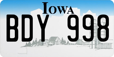 IA license plate BDY998