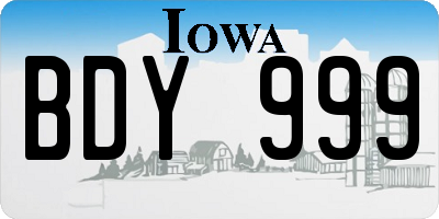 IA license plate BDY999