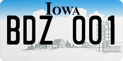 IA license plate BDZ001