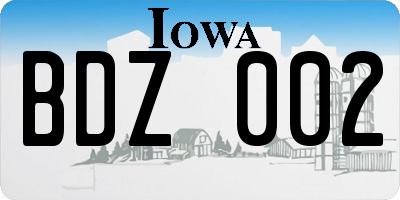 IA license plate BDZ002