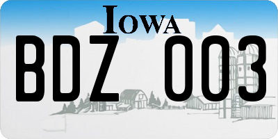 IA license plate BDZ003