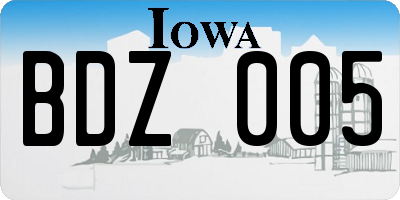 IA license plate BDZ005