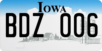 IA license plate BDZ006