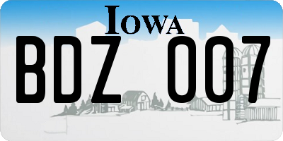 IA license plate BDZ007