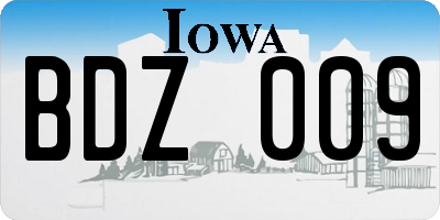 IA license plate BDZ009