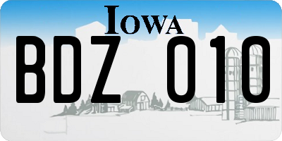 IA license plate BDZ010