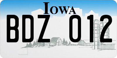 IA license plate BDZ012