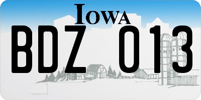 IA license plate BDZ013