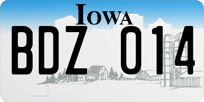 IA license plate BDZ014