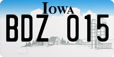 IA license plate BDZ015