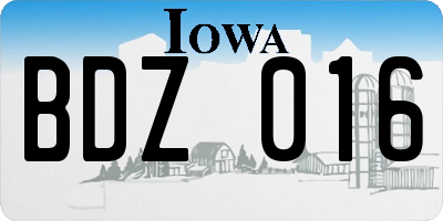 IA license plate BDZ016