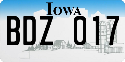 IA license plate BDZ017