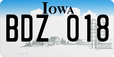 IA license plate BDZ018