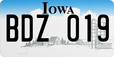 IA license plate BDZ019
