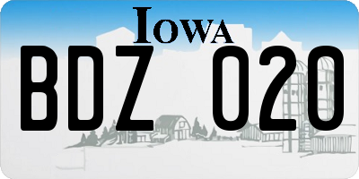 IA license plate BDZ020