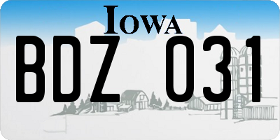 IA license plate BDZ031