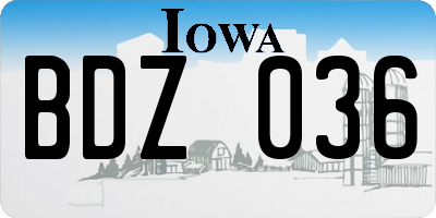IA license plate BDZ036