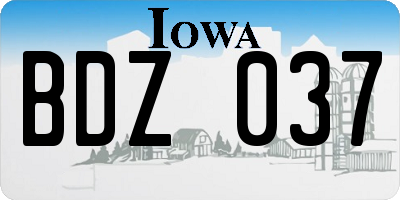IA license plate BDZ037