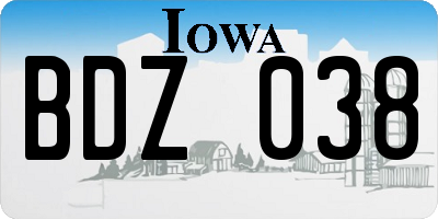 IA license plate BDZ038