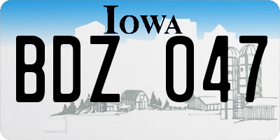IA license plate BDZ047