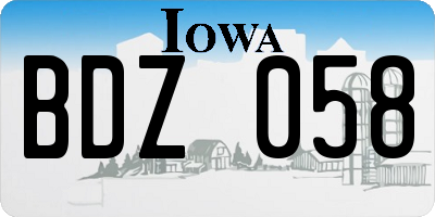 IA license plate BDZ058