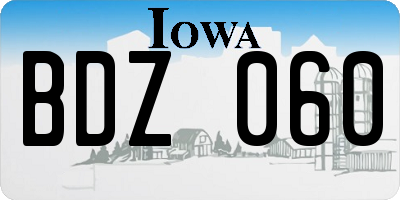 IA license plate BDZ060