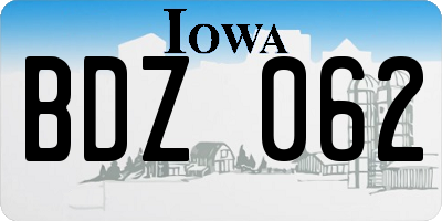 IA license plate BDZ062