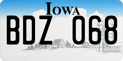 IA license plate BDZ068