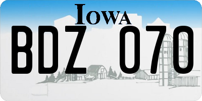 IA license plate BDZ070