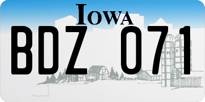IA license plate BDZ071