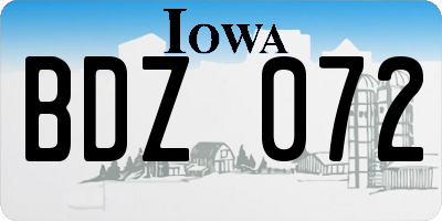 IA license plate BDZ072
