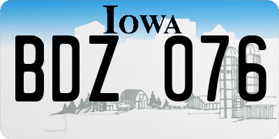 IA license plate BDZ076